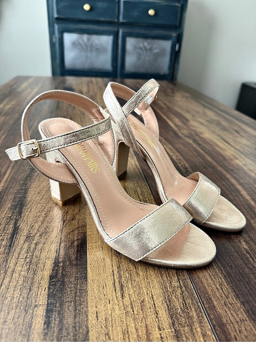 Dream Pairs Gold Block Heels